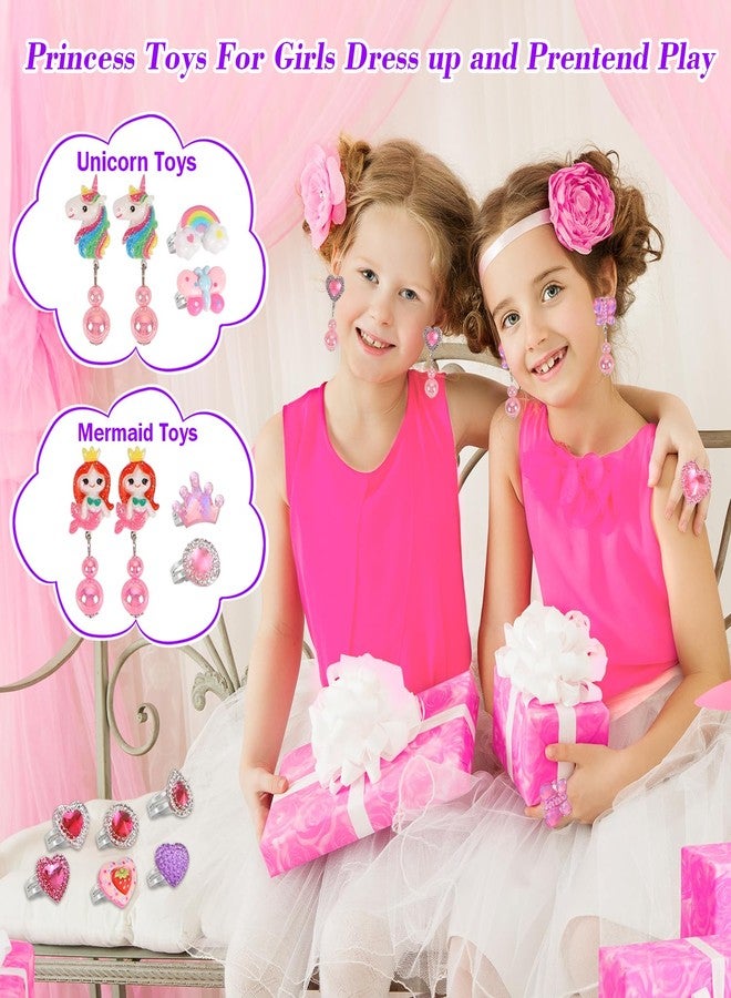 Drabac Toddler Girl Toys for Ages 5-7 Jewelry,34pcs Girls Toys Age 6-8 Clip on Earrings for Girls age 8-10 Kids Princess Toy Adjustable Ring Girl Toy Age 3 4 5 6-8 Year Old Birthday Christmas Gifts - Image 3